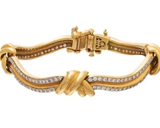 Diamond And 14K Yellow Gold Bracelet W 2.5'' 40g