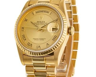 Rolex (Swiss, Est. 1905) 18kt Gold Superlative Chronometer Oyster Perpetual, Day Date, Purchase Papers 1999, 140g