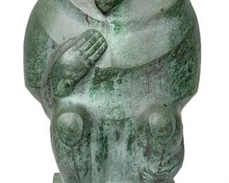 Marshall Fredericks (American, 1909-1998) Bronze Sculpture "Seated Baboon", H 14'' W 8'' Depth 7''