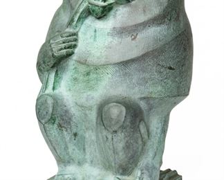 Marshall Fredericks (American, 1909-1998) Bronze Sculpture "Seated Baboon", H 14'' W 8'' Depth 7''