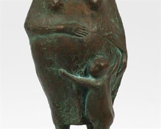 Francisco Zúñiga (Mexican, 1912-1998) Bronze Sculpture, 1960, "Madre Con Nino", H 17'' W 7.5''