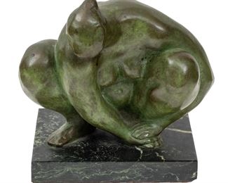 Francisco Zúñiga (Mexican, 1912-1998) Bronze Sculpture "Desnudo De Cuclillas", H 6'' W 7''
