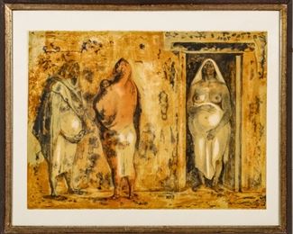 Francisco Zúñiga (Mexican, 1912-1998) Lithograph In Colors On Wove Paper, 1973, La Espera (The Waiting), H 22'' W 30''