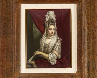 After Jan Van Der Vaart, Enamel Portrait On Copper Plate, Queen Mary II Of England, H 9.7'' W 7.5''