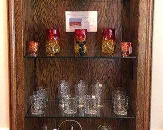 Blenko amberlina dimple mid century glassware set of 6