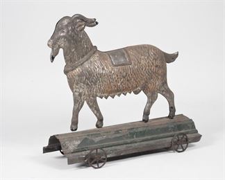 2: C.1880 American Pressed Tin Goat Pull Toy