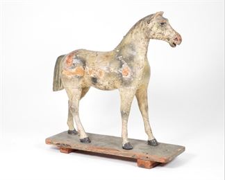 9: Great 19C. American Folk Painted Wood Horse