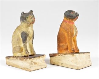 15: 2PC Painted Composition Cat Dog Pip Squeak Toys