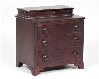 22: Dated 1843 Empire Flame Mahogany Miniature Chest