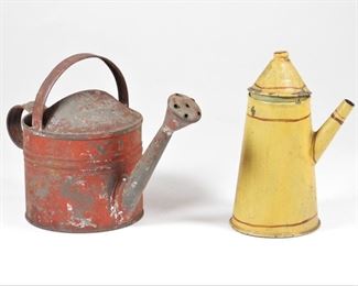 25: 2PC American Early Painted Tin Toy Group RISD