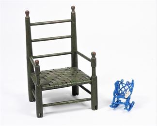 31: 2PC Miniature Ladderback & Glass Beaded Chair