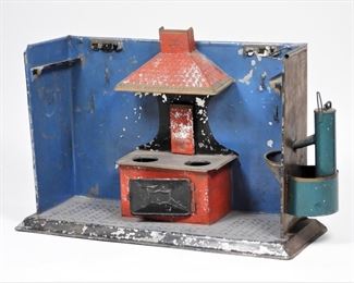 32: Early American Fallows Painted Tin Toy Kitchen