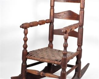 41: Rare Southern Painted Maple Child's Rocking Chair