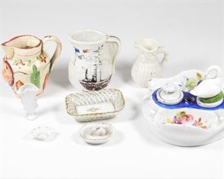 50: Early Miniature Porcelain Doll Toy Table Articles