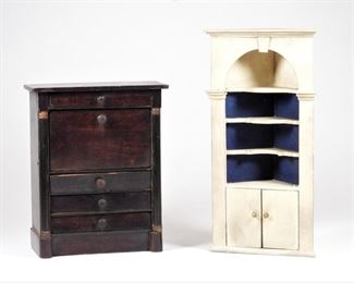 51: 2PC Early Doll Toy Furniture Group RISD Museum