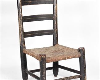 54: Early 19C. Shaker Painted Ladderback Doll Chair