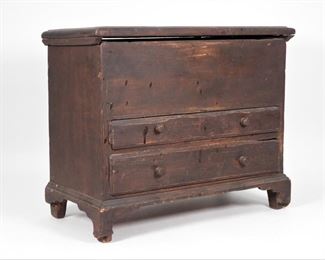 55: C1710 American Painted Pine Doll Toy Blanket Chest