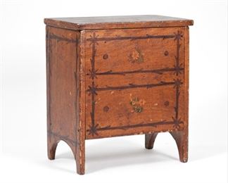 69: C.1875 American Grain Painted Pine Toy Doll Chest