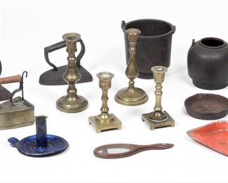 73: 19C. Miniature Brass Iron Metalware Doll Toy Group