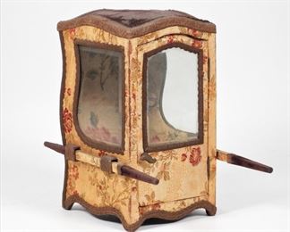 77: Fine 19C Victorian Boudoir Doll Sedan Chair