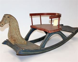81: Great C.1860 American Painted Wood Rocking Horse