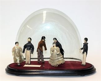 84: C.1850 French Hand Painted Dancing Dolls Display