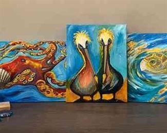 3 Sea Life Paintings