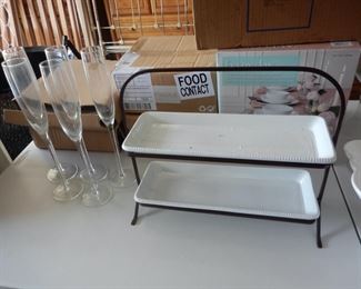 Champagne Flutes and Serving Dish