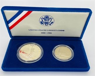 1986 Statue of Liberty Proof Silver Dollar and Half Dollar Coin Set