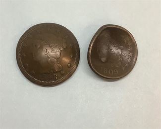 1809 Half cent & 1848 Large Cent Pieces