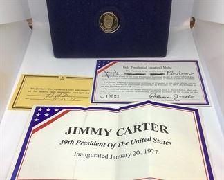 10kt Gold Danbury Mint Jimmy Carter Inaugural Medal