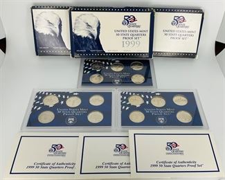 3 Sets 1999 US Proof State Quarter Sets