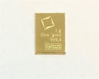 Essayeur Fondeur 1 Gram 999,9 Fine Gold Bar