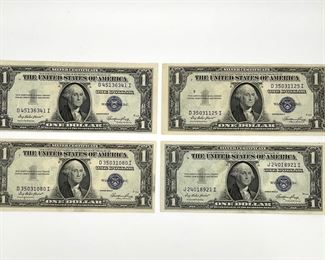 Four 1935 E $1 Silver Certificates