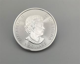 2018 $2 Canadian Polar BEar 1/2 oz .999 Fine Silver Round