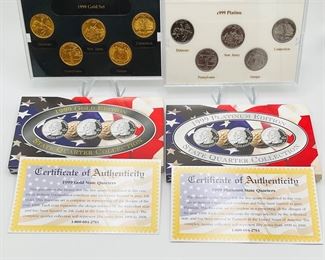 1999 Gold and Platinum State Quarter Coin Sets