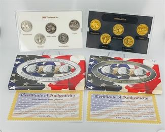 2000 Gold and Platinum State Quarter Coin Sets