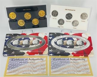 2001 Gold and Platinum State Quarter Coin Sets