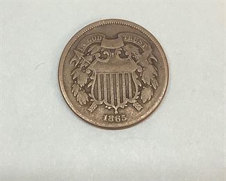1865 US 2 Cent Piece