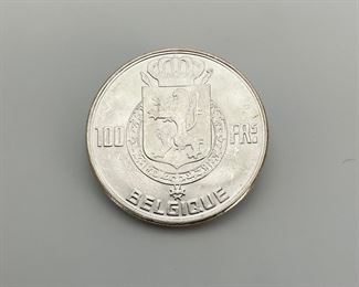 1954 Belgium Silver 100 Francs
