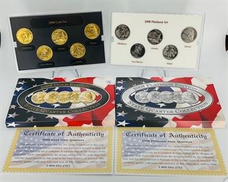 2008 Gold and Platinum State Quarter Coin Sets