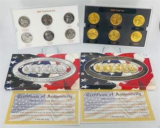 2009 Gold and Platinum State Quarter Coin Sets