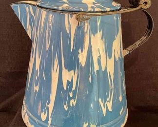 Granite Ware Blue White Swirl Large Coffee Pot