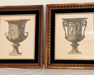 HandColored Etchings Of Urns