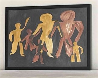 MidCentury Original Abstract Painting Of Various Figures