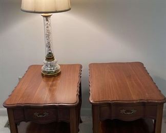 Pair Wood End Tables And A Lamp