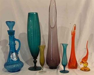 Vintage Jim Beam Genie Bottle In Teal  More Colorful Art Glass 