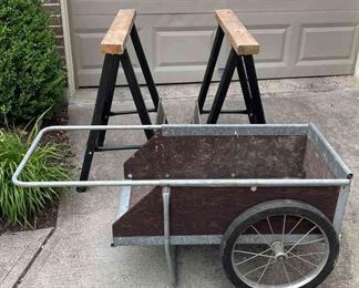 Wood Garden Way Cart And Saw Horses
