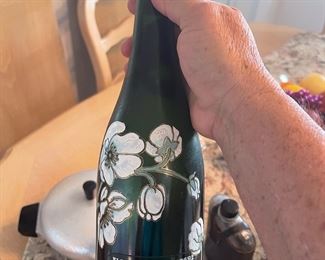 Hand painted vintage wine bottle circa 1979