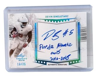 2019 Leaf Trinity Autographed Devin Singletary